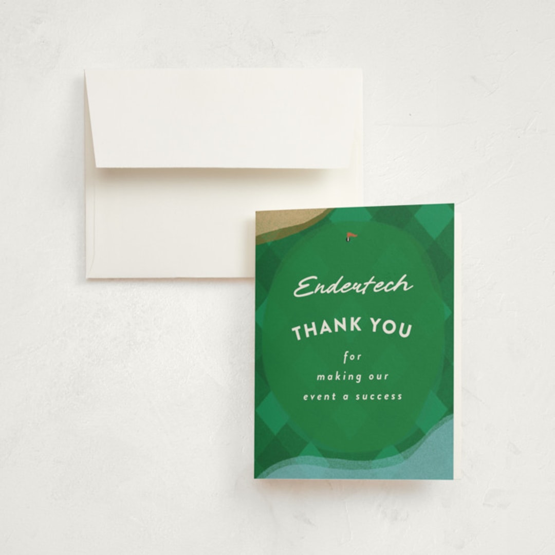 "Golf Course" - Party Thank You Cards in Grass by Becky Nimoy - Front