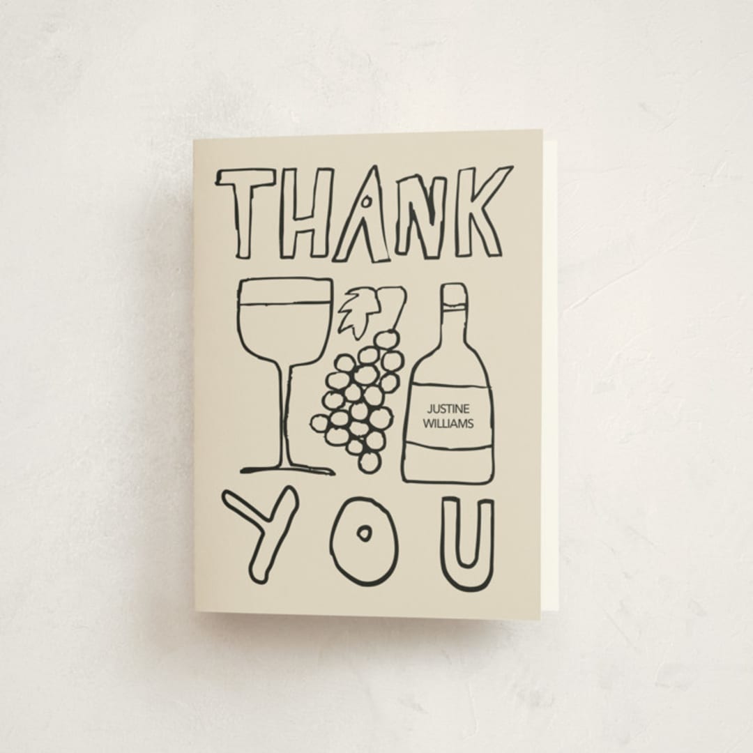 "Dinner Doodles" - Party Thank You Cards in Bone by Inkblot Design - Front
