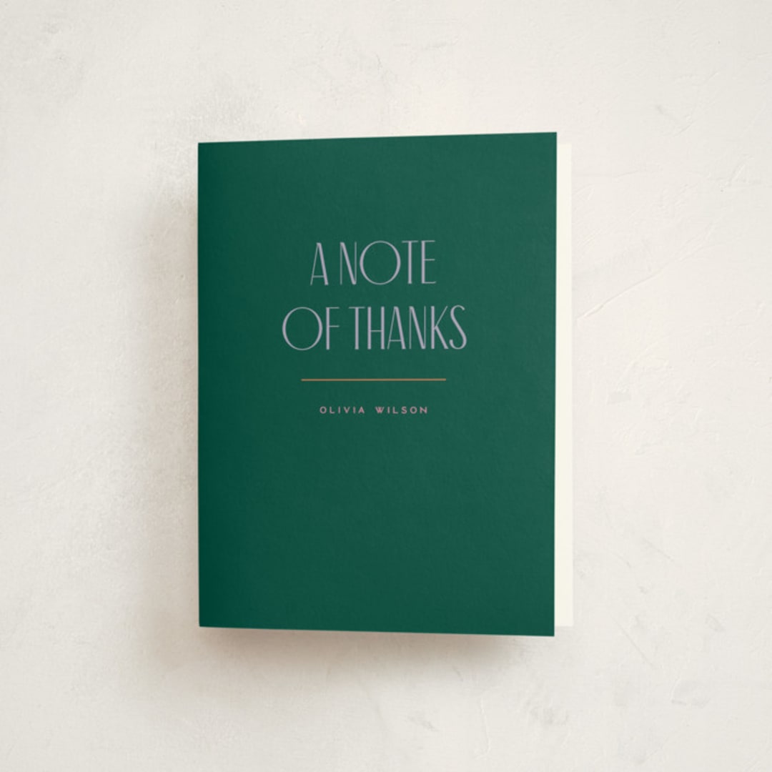 "Around The Sun" - Party Thank You Cards in Emerald by Owl and Toad - Front