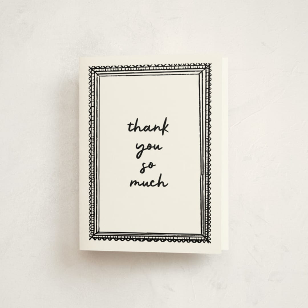 "Illustrated Frame" - Party Thank You Cards in Snow by AK Graphics - Front