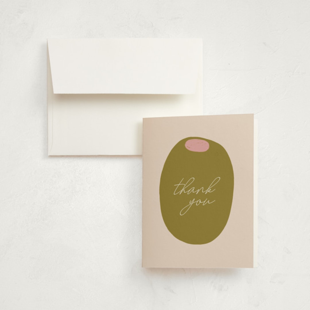 "Olive" - Party Thank You Cards in Olive by Sierra Lee - Front