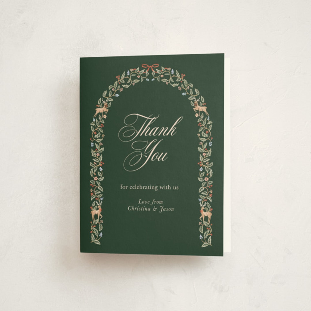 "Festive Arch" - Party Thank You Cards in Pine by Elly - Front