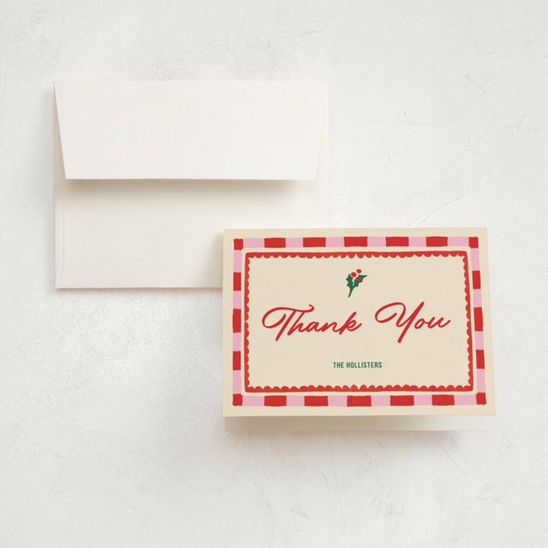 "Mingle and Jingle" - Party Thank You Cards in Peppermint by Pati Cascino - Front