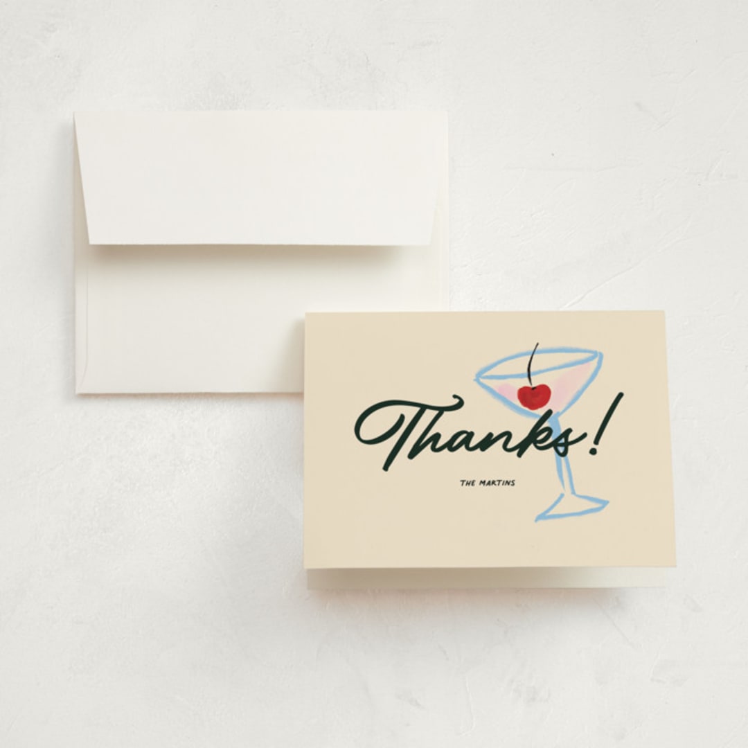 "Friendmas Party" - Party Thank You Cards in Wreath by Pati Cascino - Front