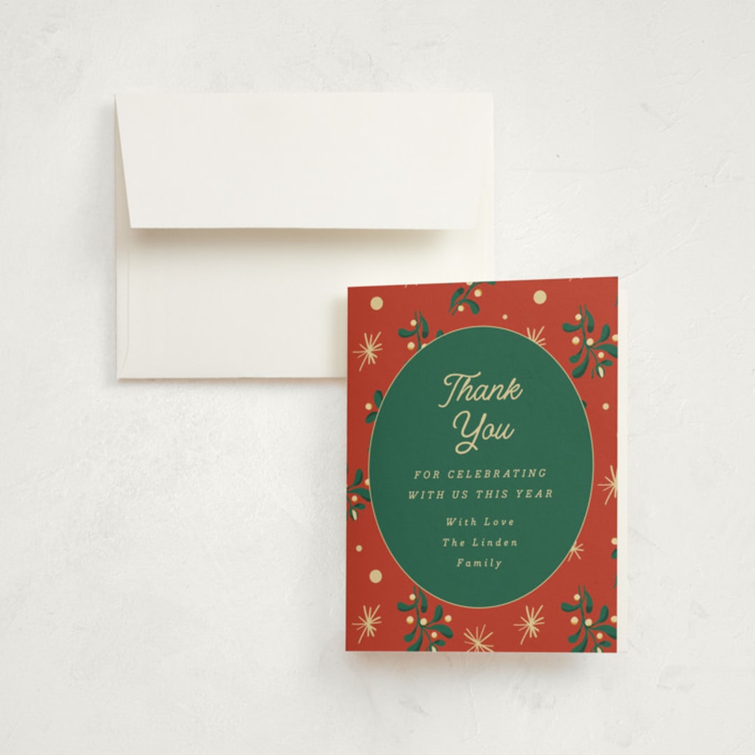 "Cocktails and Canapés" - Party Thank You Cards in Poppy Red by Becky Nimoy - Front