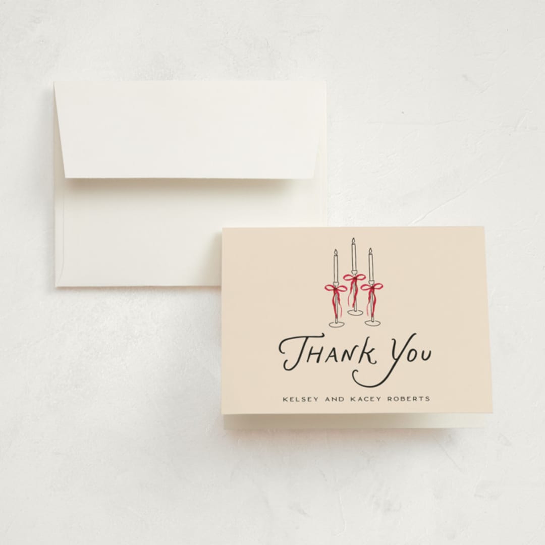 "Candles" - Party Thank You Cards in Cranberry by Jenna Holcomb - Front