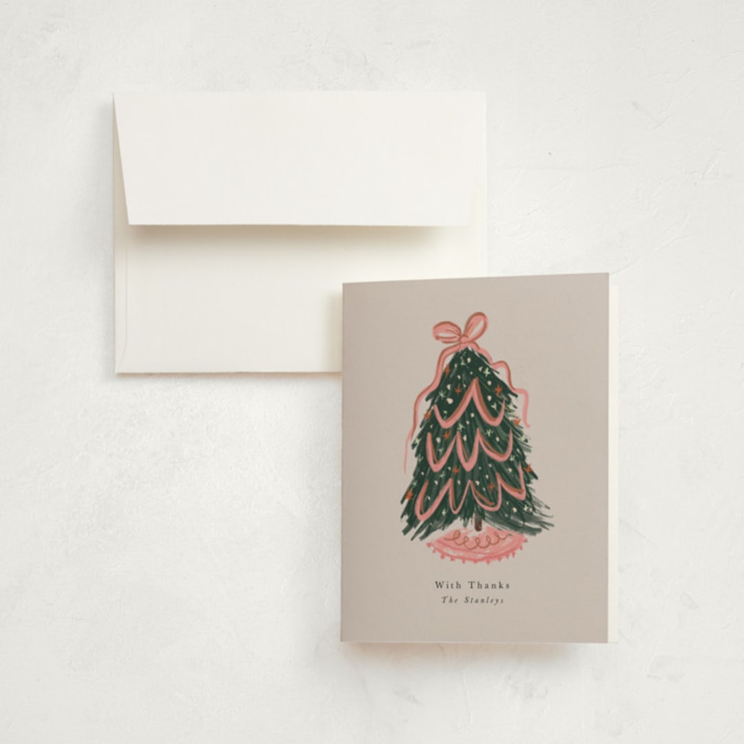"merry christmas tree" - Party Thank You Cards in Peony by Lori Wemple - Front