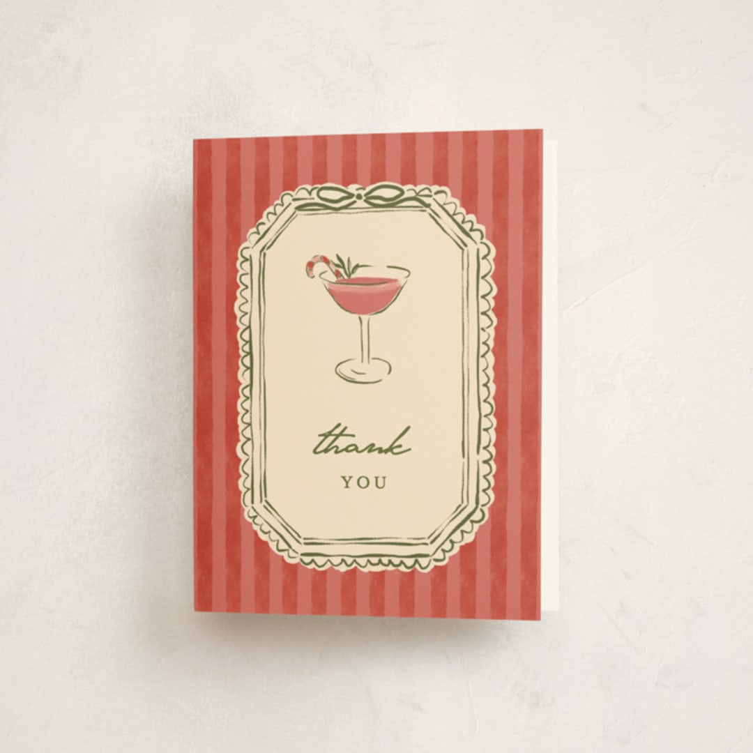 "Cheers To You" - Party Thank You Cards in Candy Cane by Susan Zinader - Front