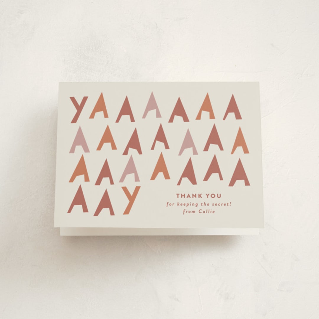 "Shhhhhhhhh" - Party Thank You Cards in Caramel by Gwen Bedat - Front