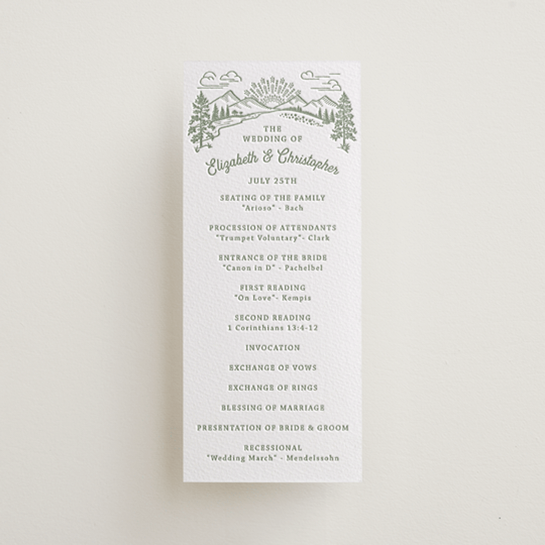 "On The Horizon" - Letterpress Long Programs in Mint by Paper Sun Studio - Front