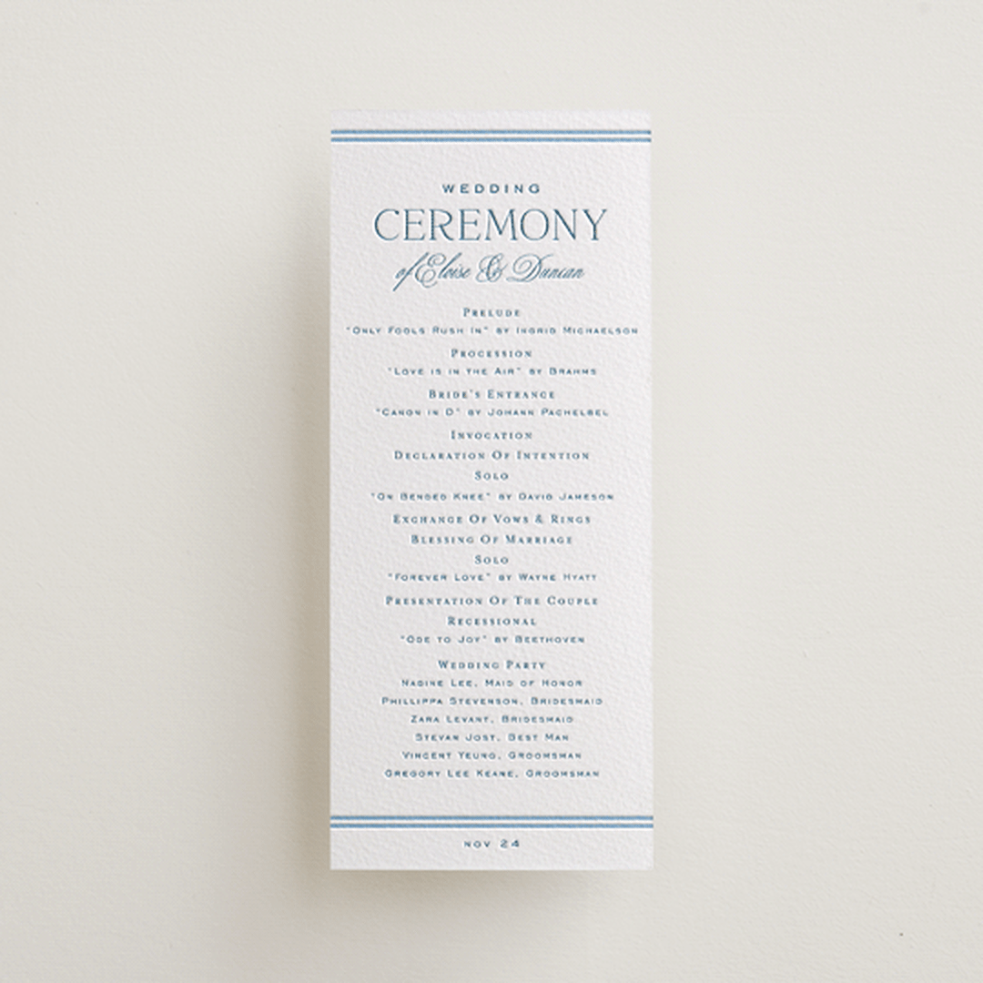 "ricciarelli" - Letterpress Long Programs in Denim by chocomocacino - Front