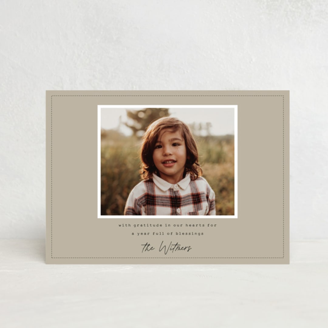 "Grateful Heart" - Thanksgiving Cards in Tonal by Sara Hicks Malone - Front