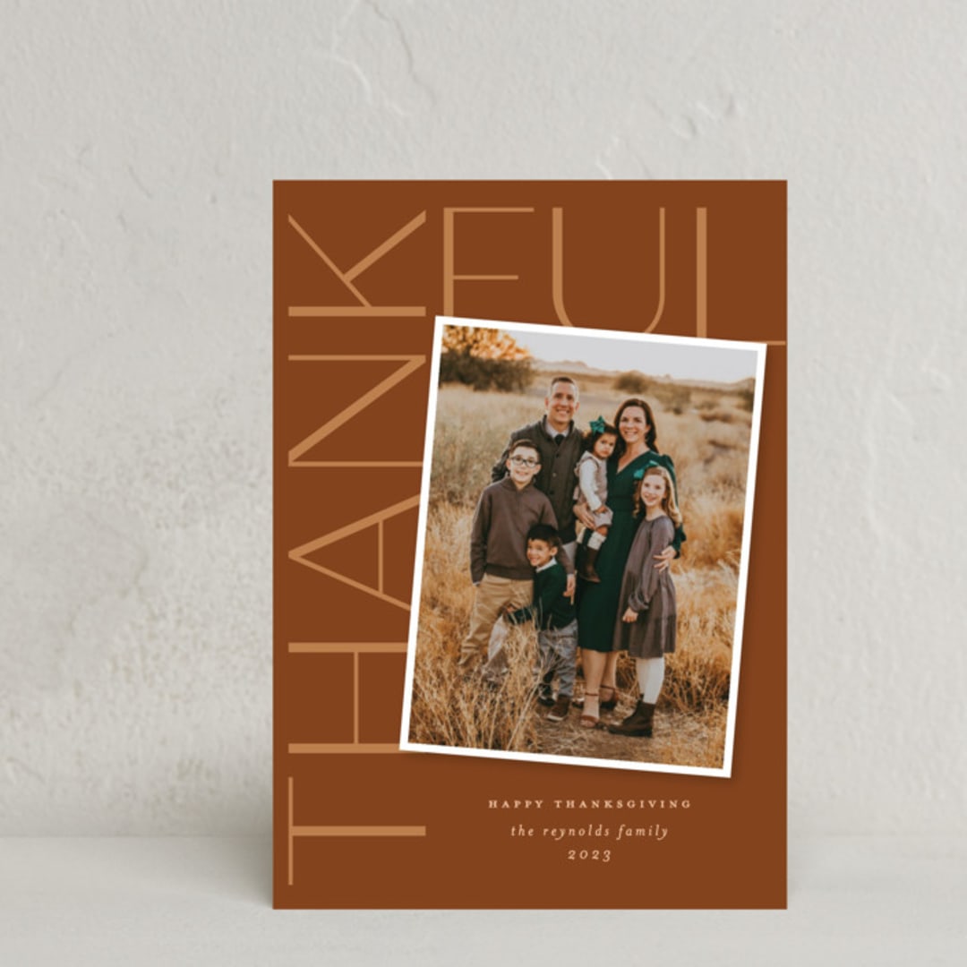 "Thankful Sentiment" - Thanksgiving Cards in Nutmeg by Sandra Picco Design - Front