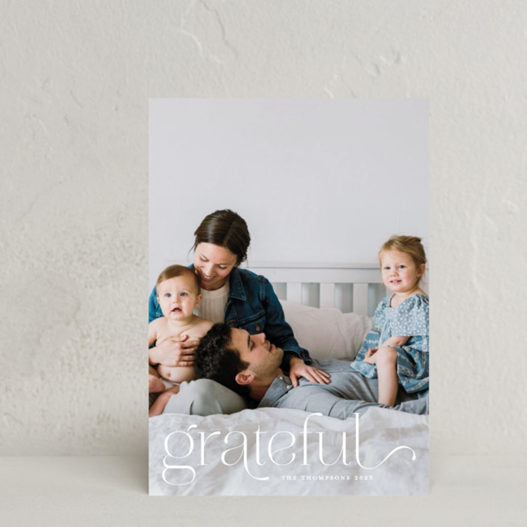 "We Are Grateful" - Thanksgiving Cards in Pearl by Kristel - Front