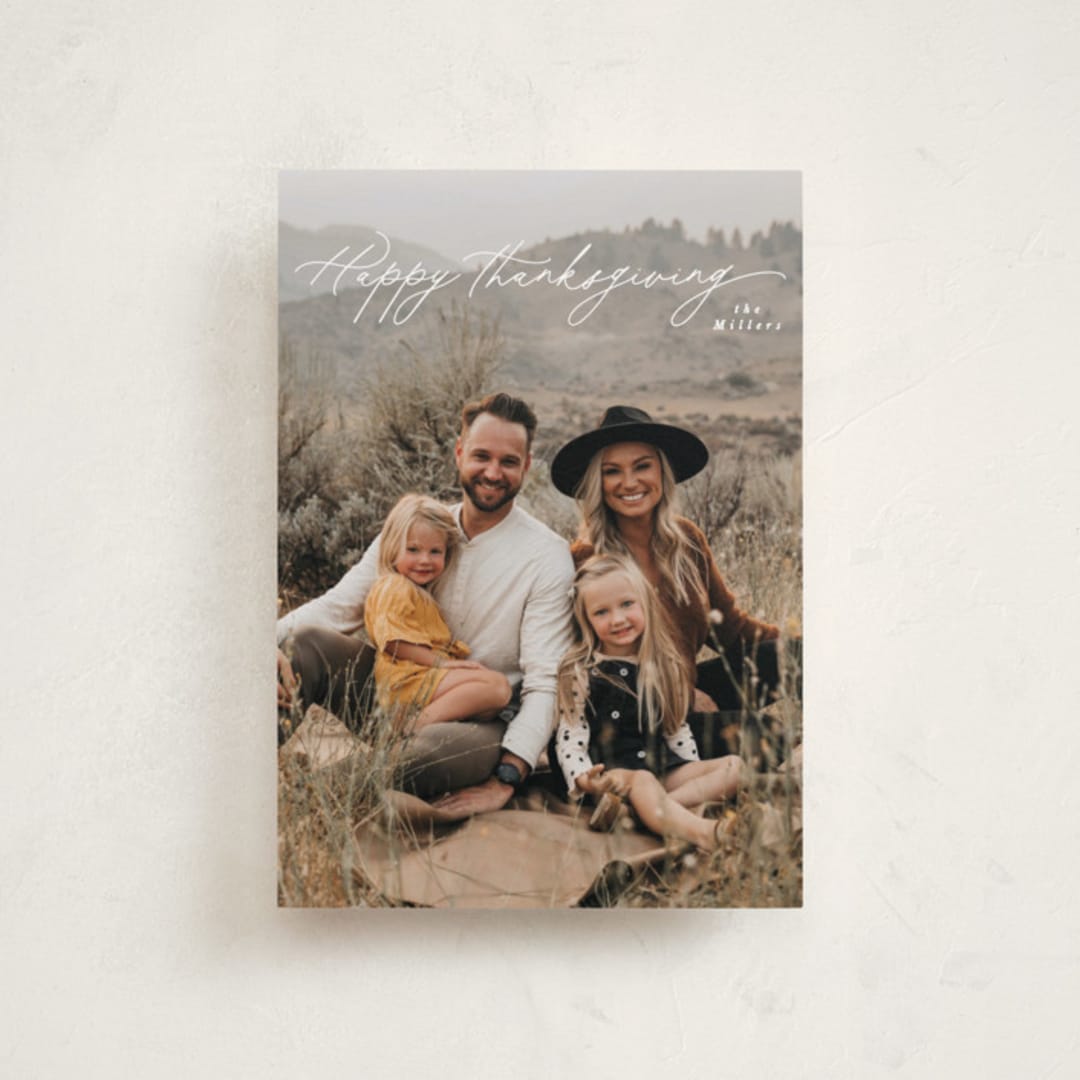 "Simple Script" - Thanksgiving Cards in Whipped Cream by Owl and Toad - Front