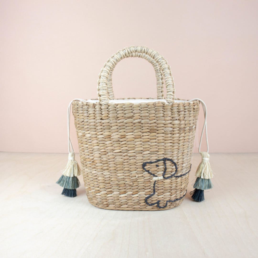 "Mini Tote Bag with Embroidered Dachshund" - Tote Bag in natural by LIKHA