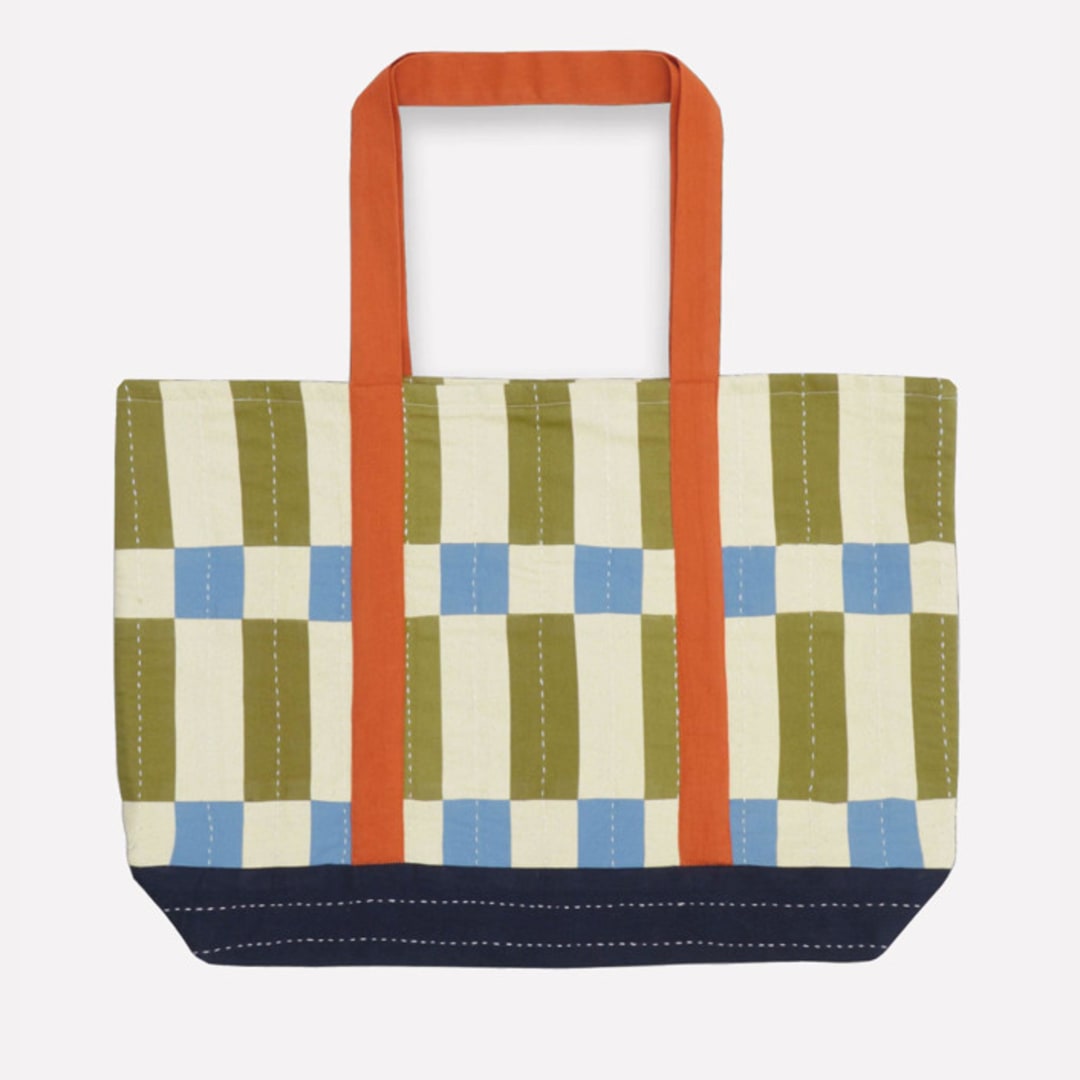 "Tile Canvas Tote Bag" - Tote Bag in multicolor by Anchal