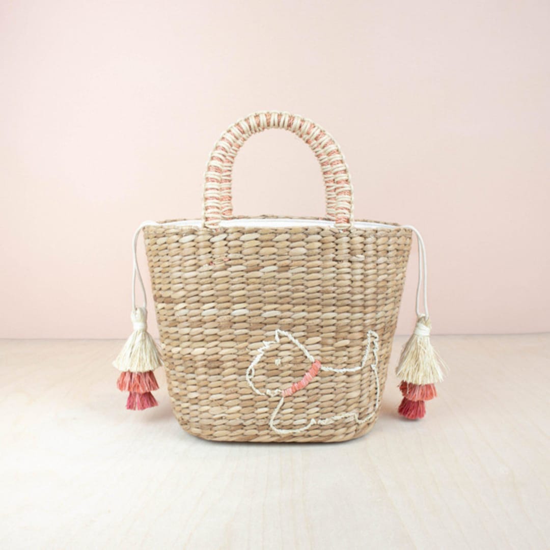"Mini Tote Bag with Embroidered Westie" - Tote Bag in natural by LIKHA