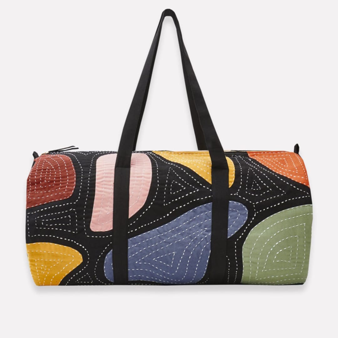 "Petal Canvas Duffle Bag" - Tote Bag in black by Anchal