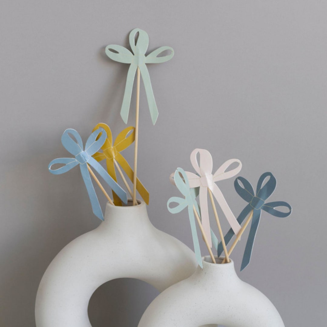 "Signature Cake Toppers: Pink, Mint, Blue, Mustard (8)" - Party Cake Toppers in multicolorassorted-colors by MA FÊTE