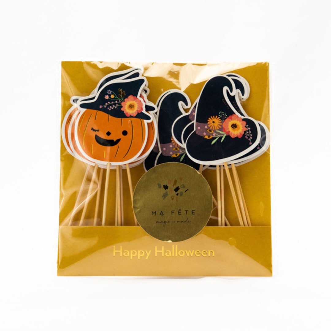 "Halloween Cupcake Toppers - Pack of 16" - Party Cake Toppers in orange by MA FÊTE