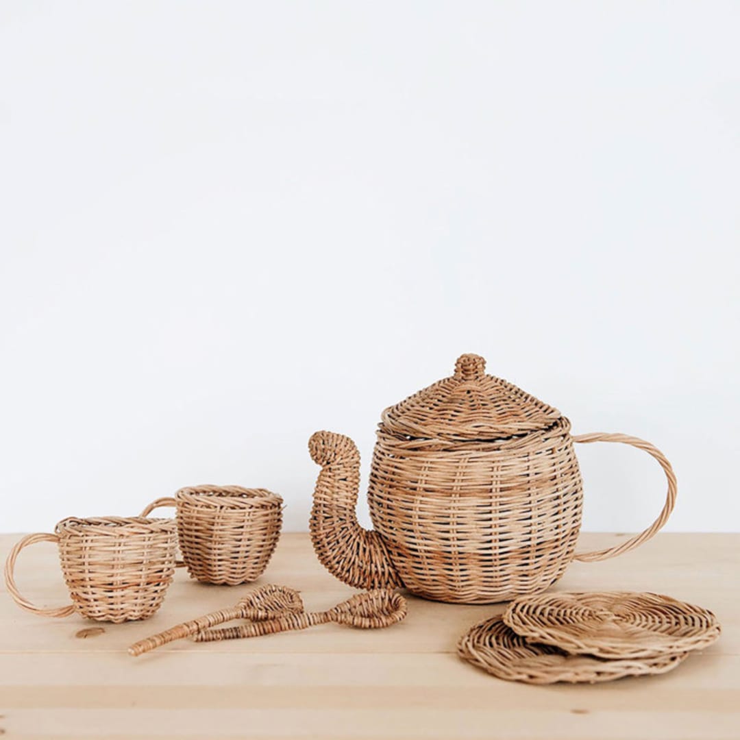 Connected Goods Rattan Tea Set