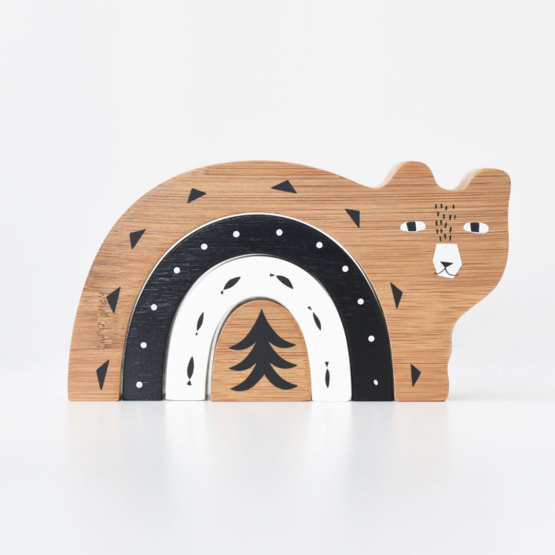 "Bamboo Nesting Bear" - Toys in multicolor by Wee Gallery