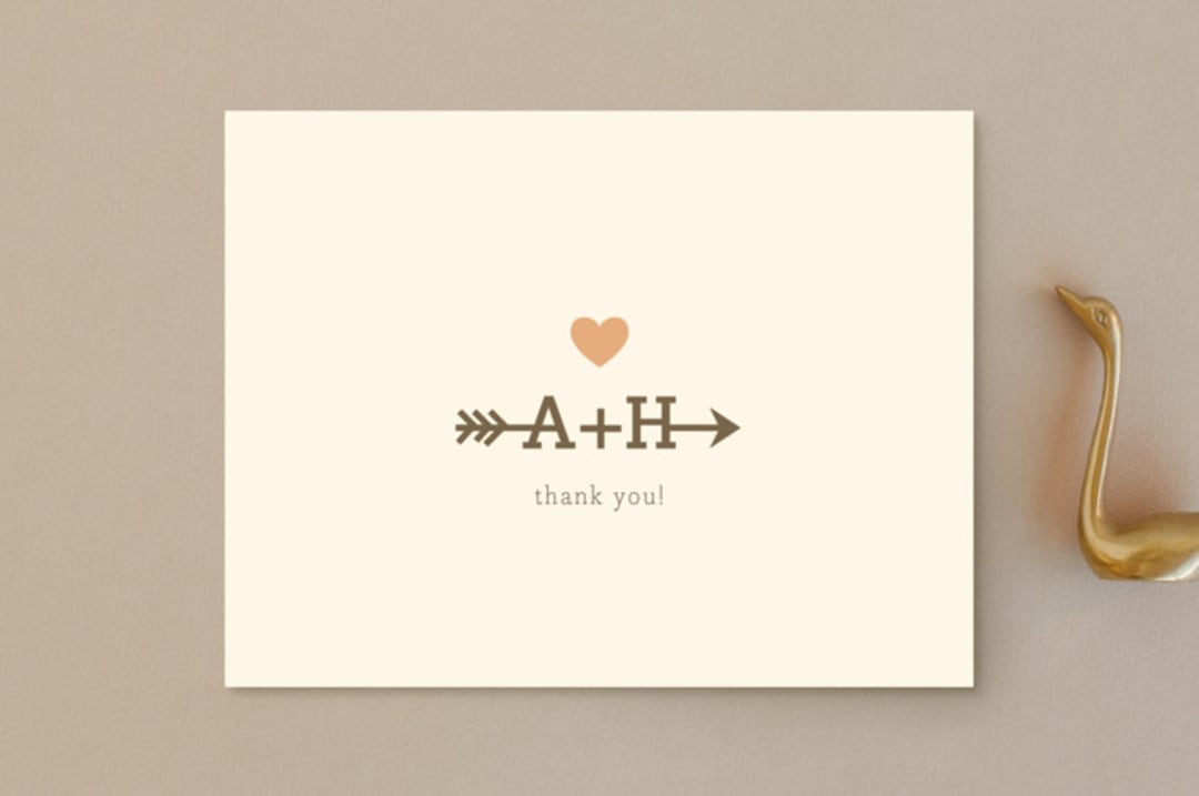 "Love Struck" - Wedding Thank You Postcards in Pale Salmon by The Social Type - Front