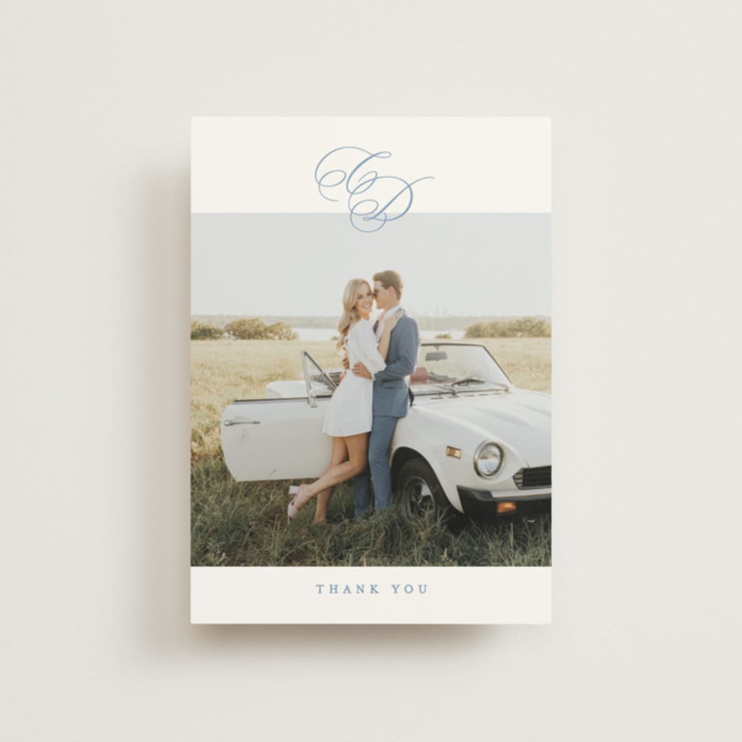 "Aristocratic" - Wedding Thank You Postcards in Sky by Creo Study - Front