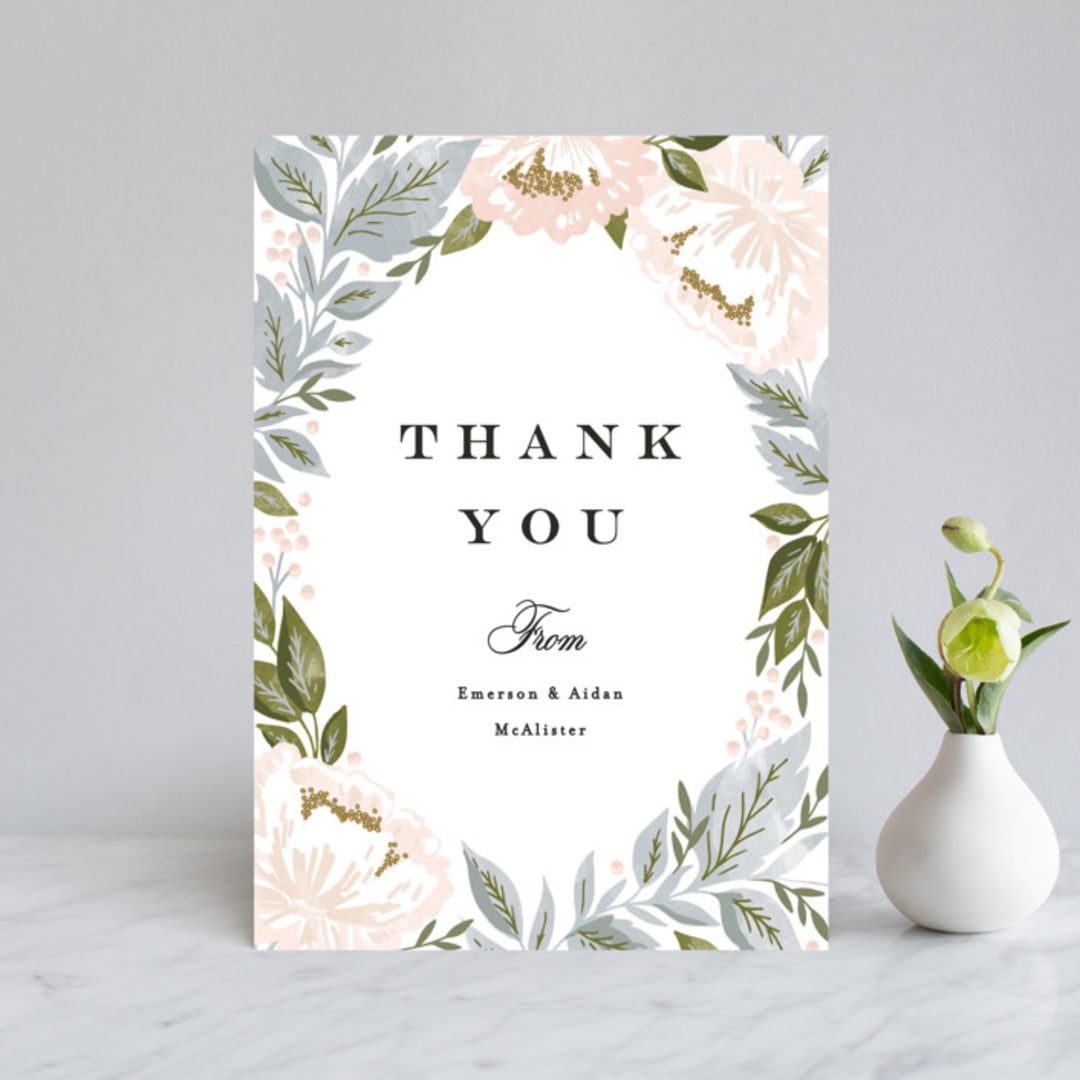 "Peony Floral Frame" - Wedding Thank You Postcards in Cornflower by Alethea and Ruth - Front