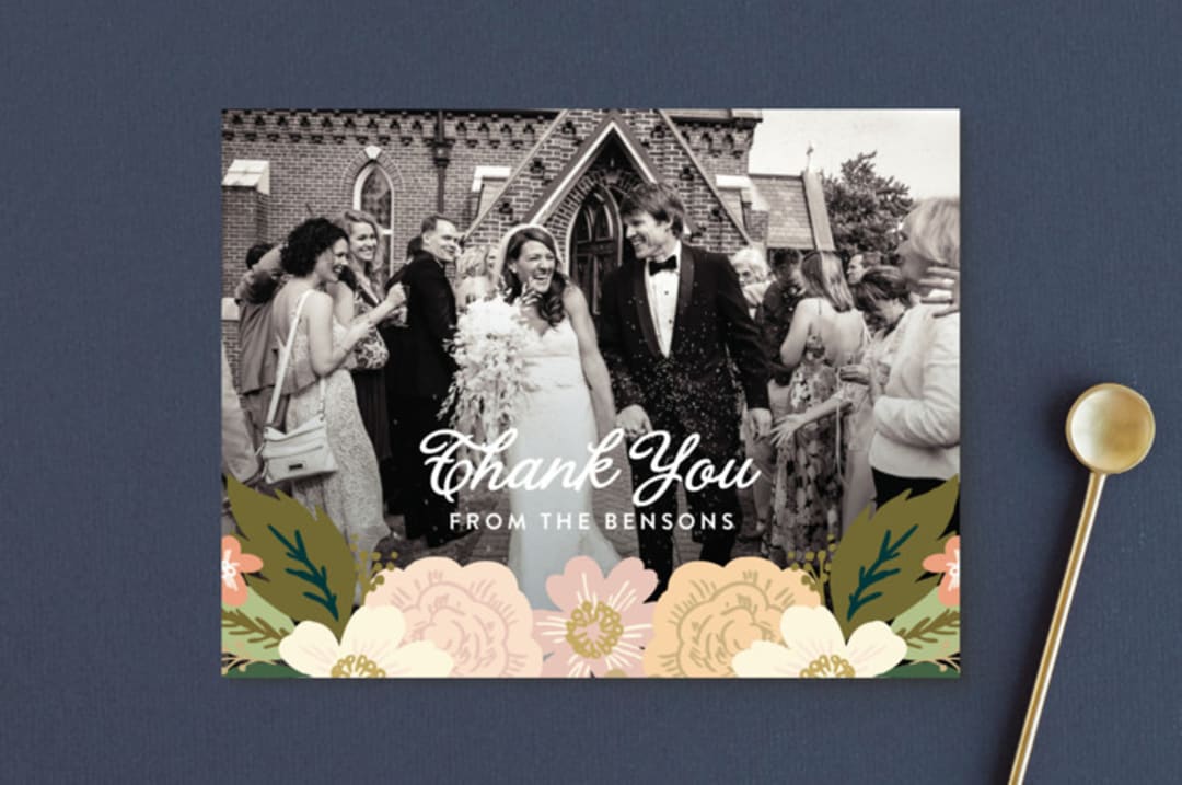 "Classic Floral" - Wedding Thank You Postcards in Spring Blush by Alethea and Ruth - Front