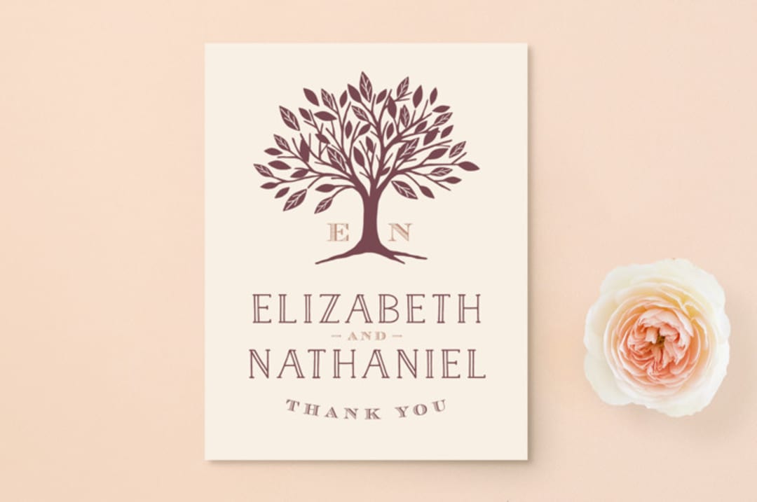 "Enchanted" - Wedding Thank You Postcards in Bark by Griffinbell Paper Co. - Front