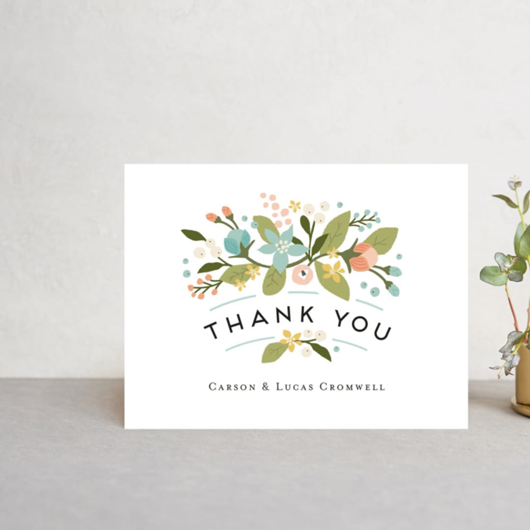 "Floral Ampersand" - Wedding Thank You Postcards in Sea Breeze by Jennifer Wick - Front