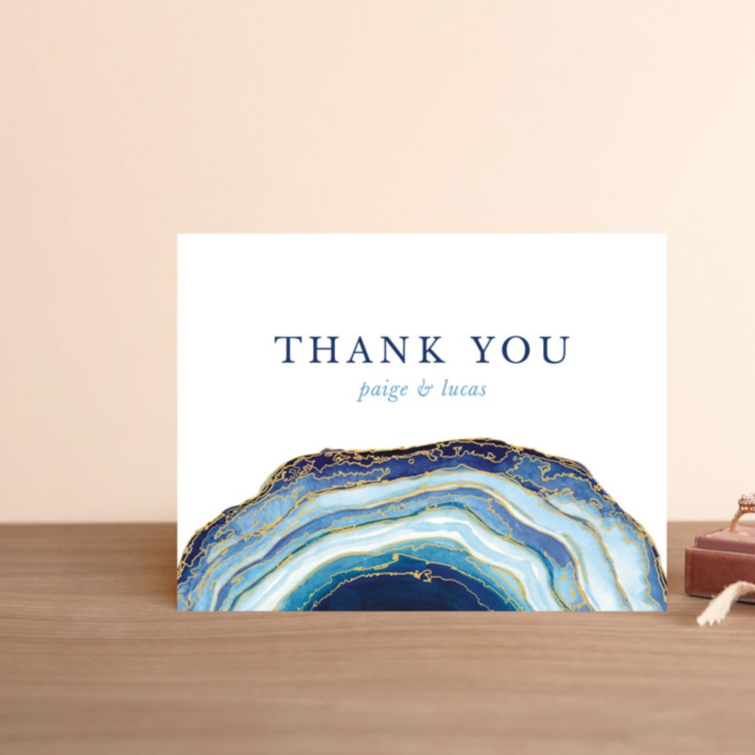 "Gilt Agate" - Wedding Thank You Postcards in Navy by Kaydi Bishop - Front