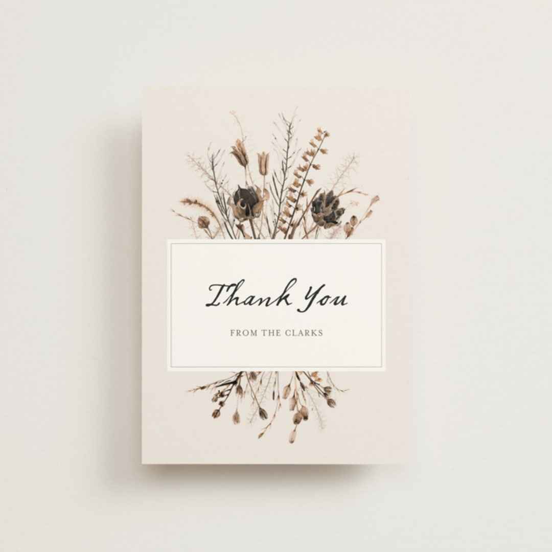 "Gone To Seed" - Wedding Thank You Postcards in Taupe by Honeybunch Studio - Front