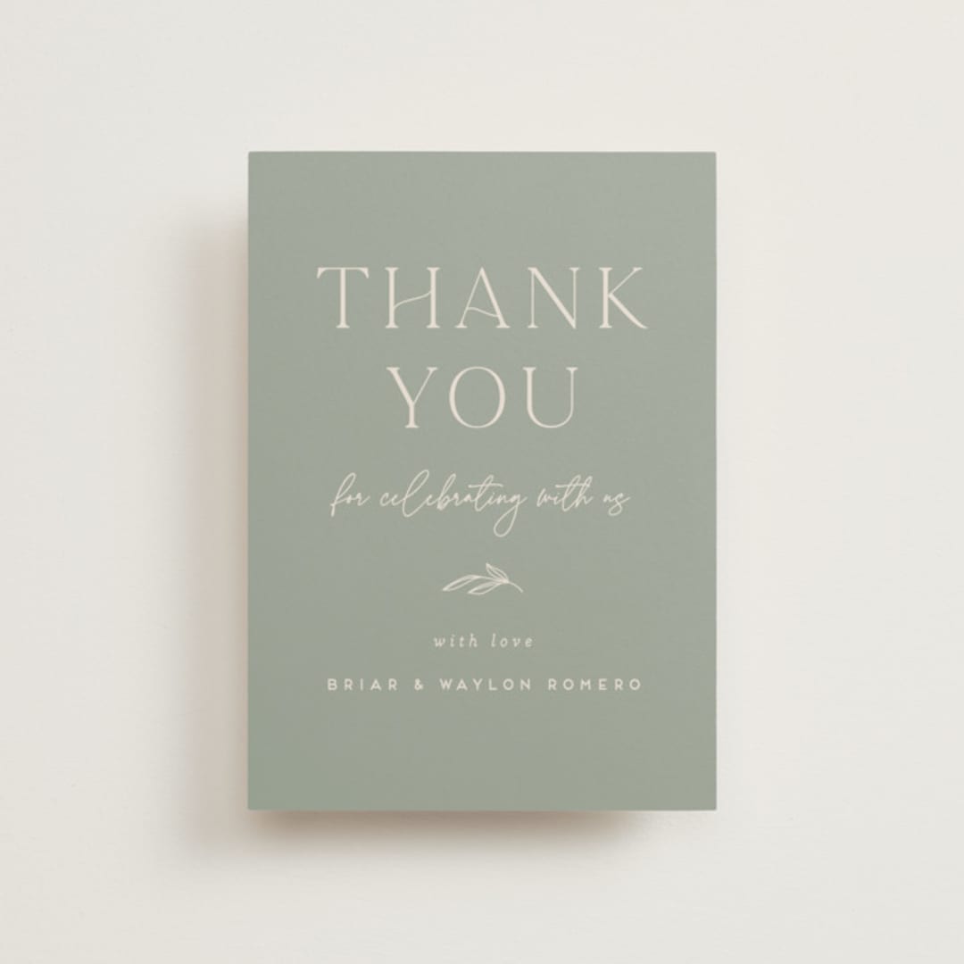 "Soft Arch" - Wedding Thank You Postcards in Sage by Erica Krystek - Front