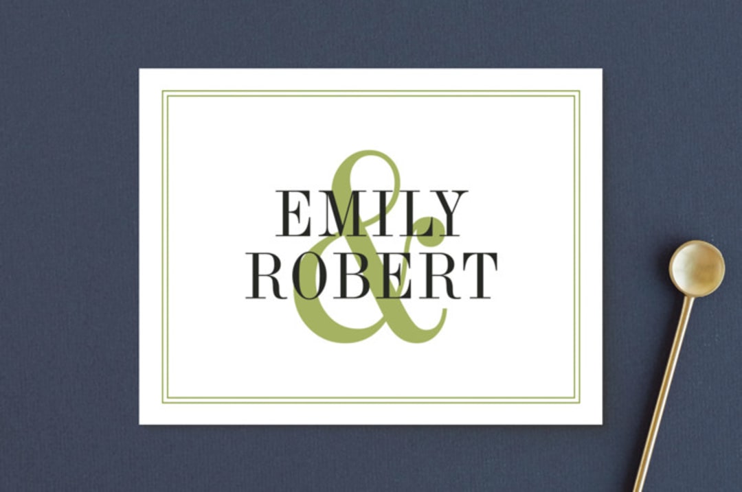 "Wed in Type" - Wedding Thank You Postcards in Moss by Ariel Rutland - Front