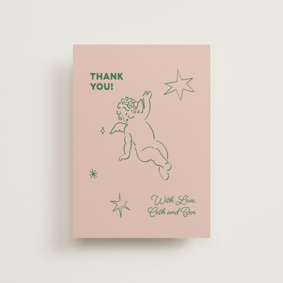 "Crazy Little Thing Called Love" - Wedding Thank You Postcards in Avocado by Helena Vitto - Front