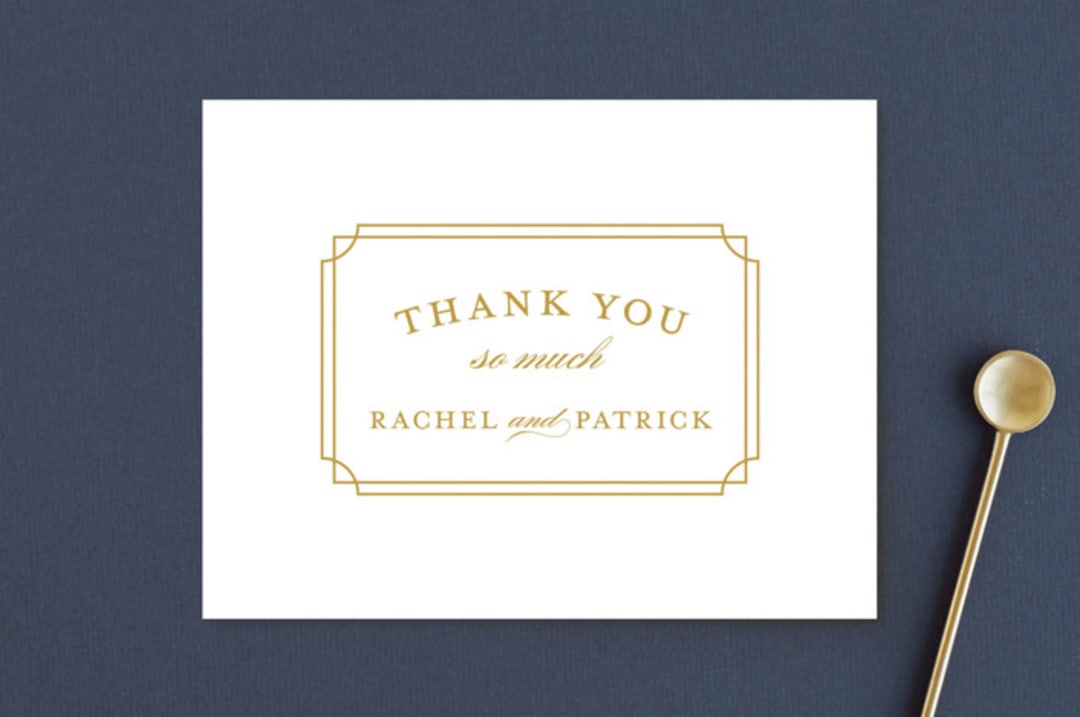 "Luxe Border" - Wedding Thank You Postcards in Gold by Sarah Brown - Front