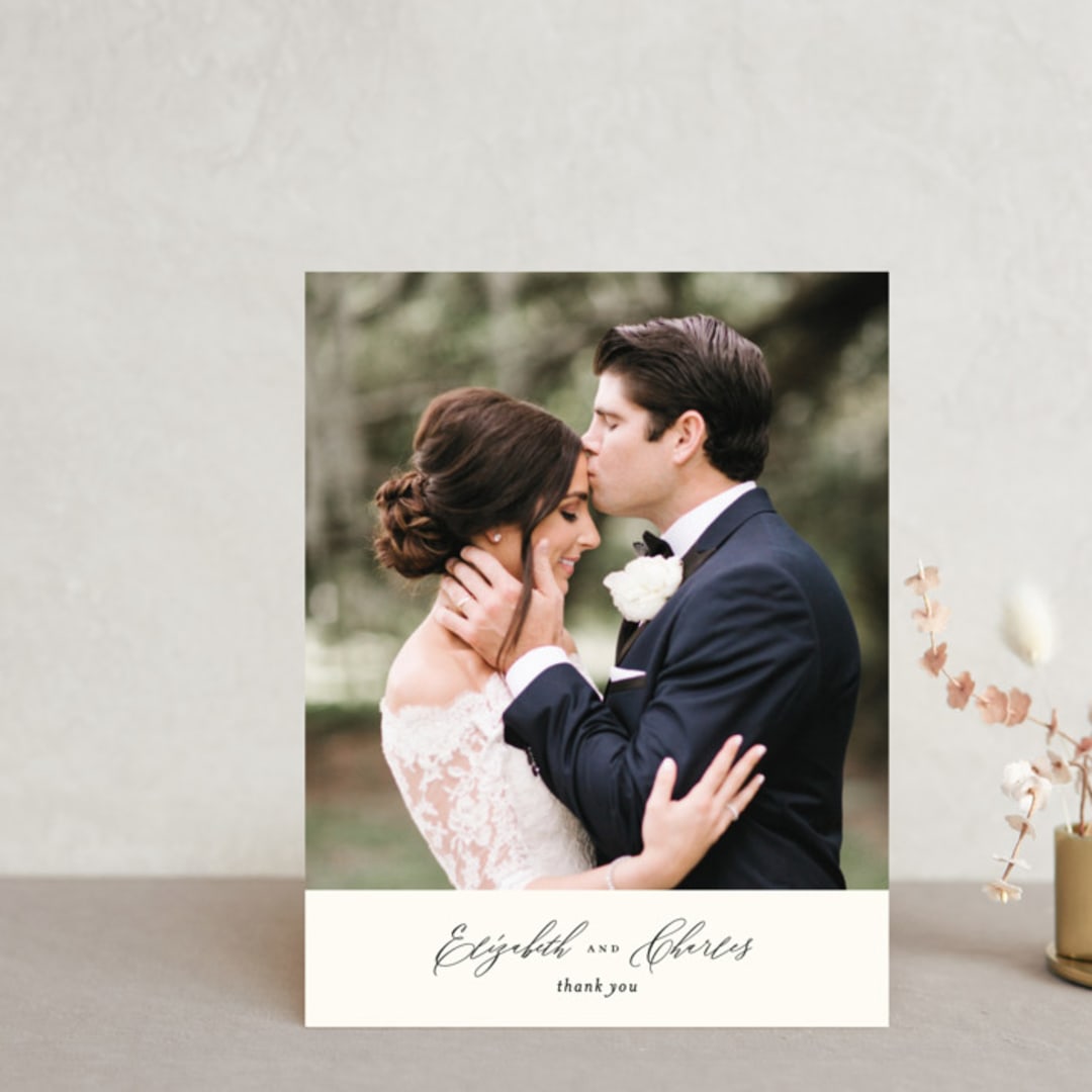 "Elysium" - Wedding Thank You Postcards in Linen by Design Lotus - Front