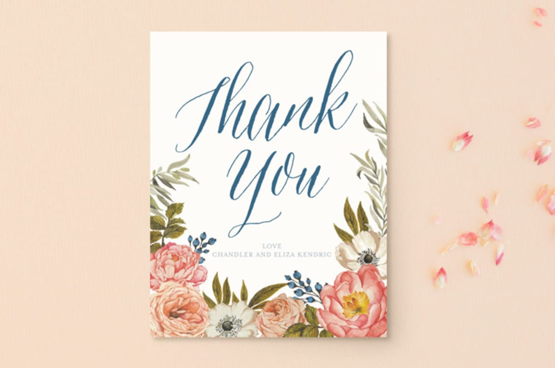 "Garden Rose" - Wedding Thank You Postcards in Garden Rose by Wildfield Paper Co - Front