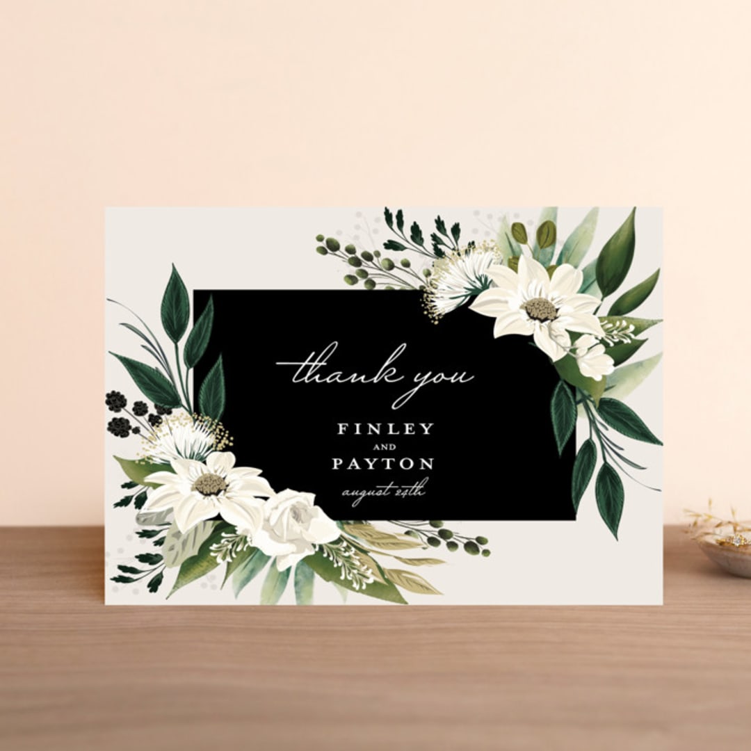 "Botanical Ring" - Wedding Thank You Postcards in Ivory by Susan Moyal - Front