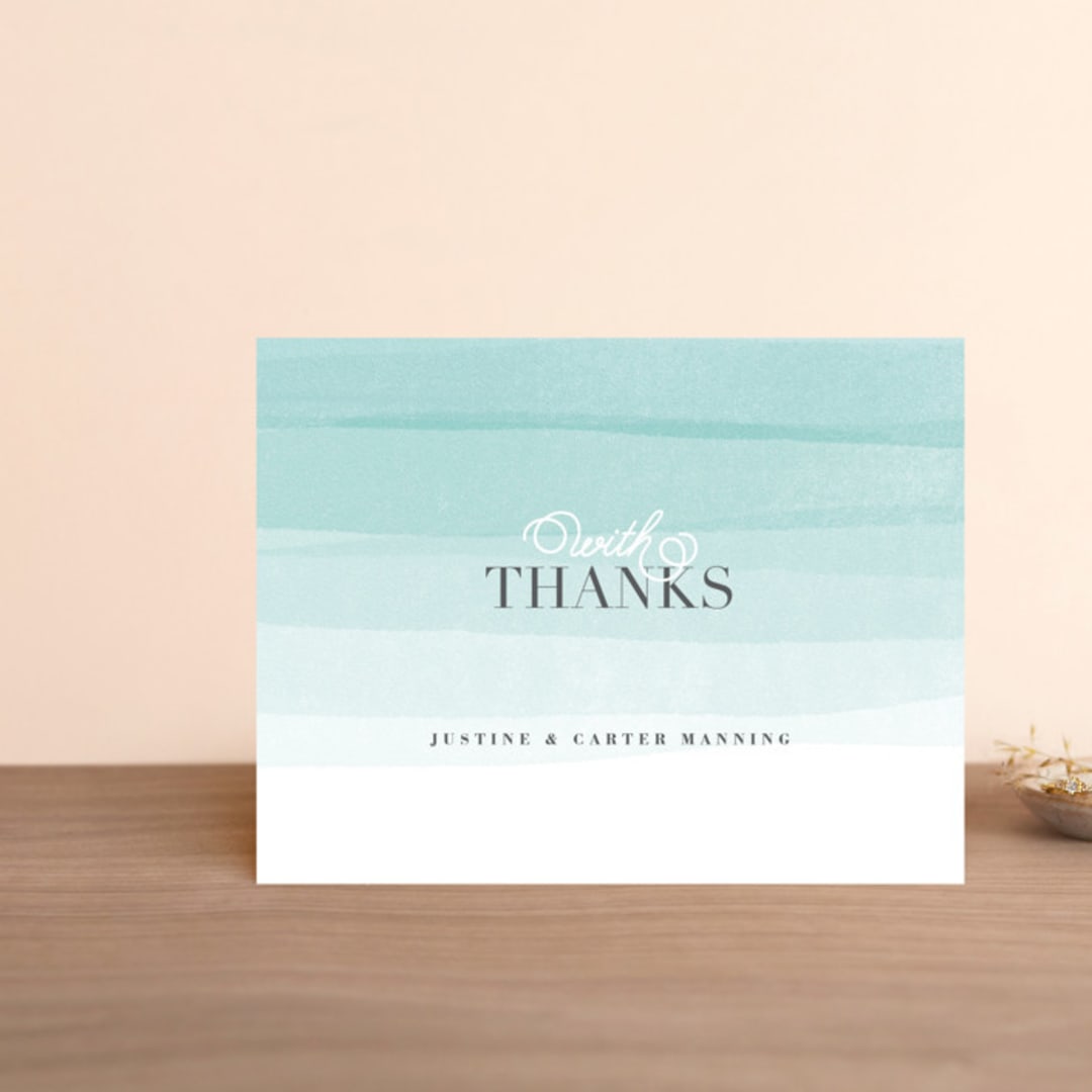 "Old Post Road" - Wedding Thank You Postcards in Sea Salt by Jennifer Wick - Front