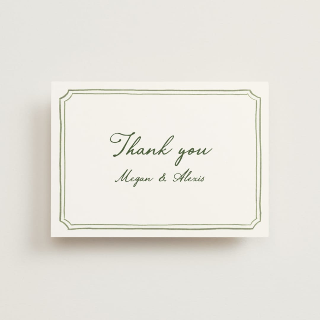 "Handwritten" - Wedding Thank You Postcards in Moss by Cass Loh - Front