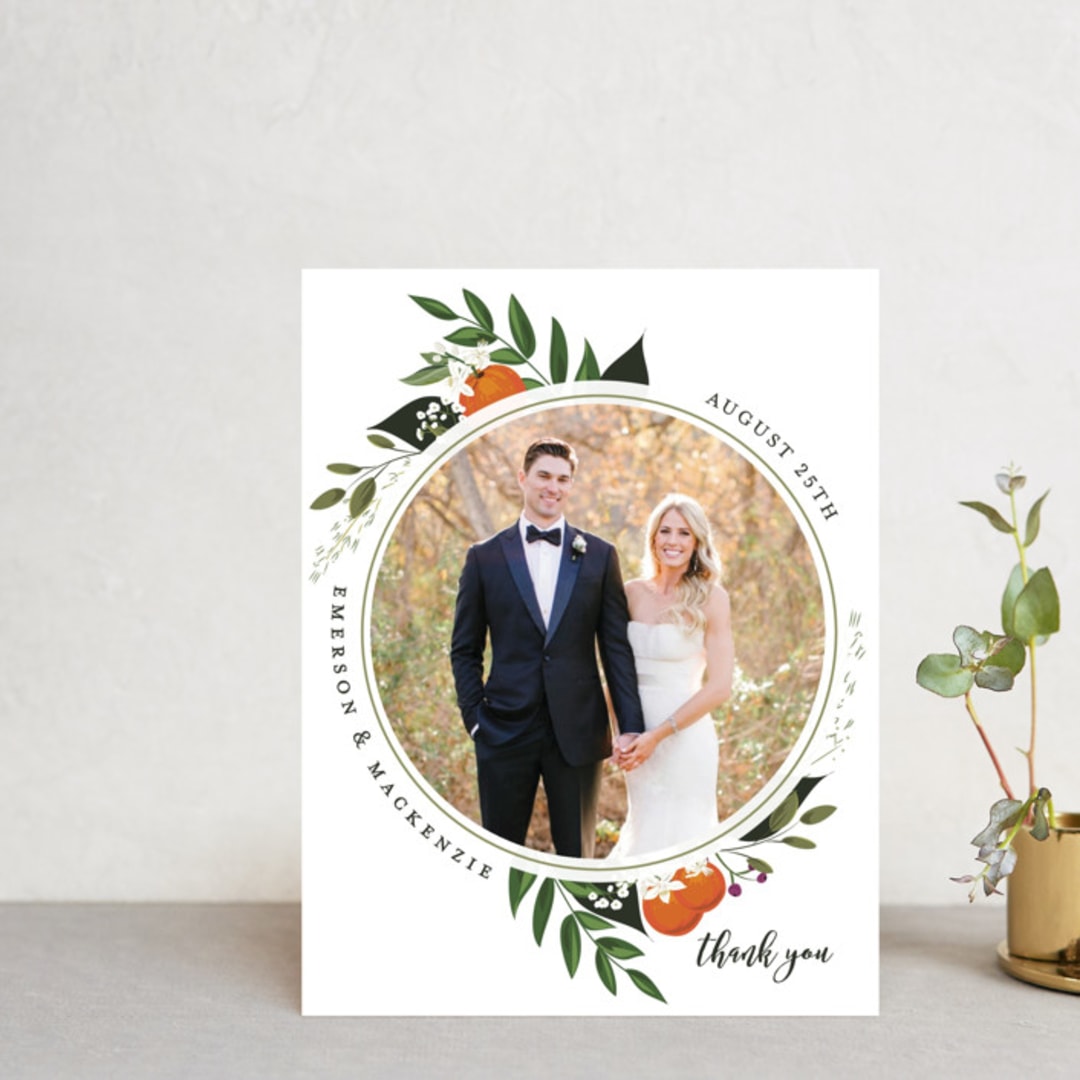 "Orange Blossoms" - Wedding Thank You Postcards in Pearl by Susan Moyal - Front