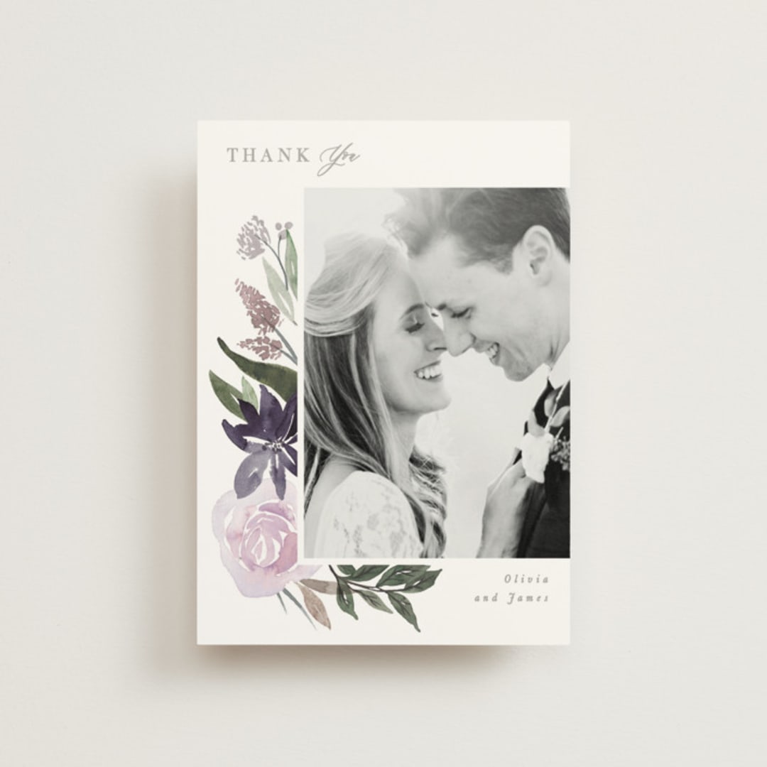 "Garden Stroll" - Wedding Thank You Postcards in Lilac by Creo Study - Front