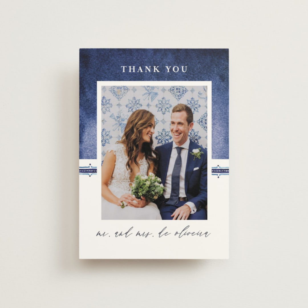 "watercolor azulejo" - Wedding Thank You Postcards in Azure by Anastasia Makarova - Front