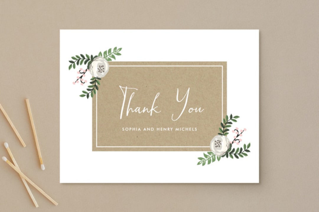 "Krafted Florals" - Wedding Thank You Postcards in Blush by Lehan Veenker - Front