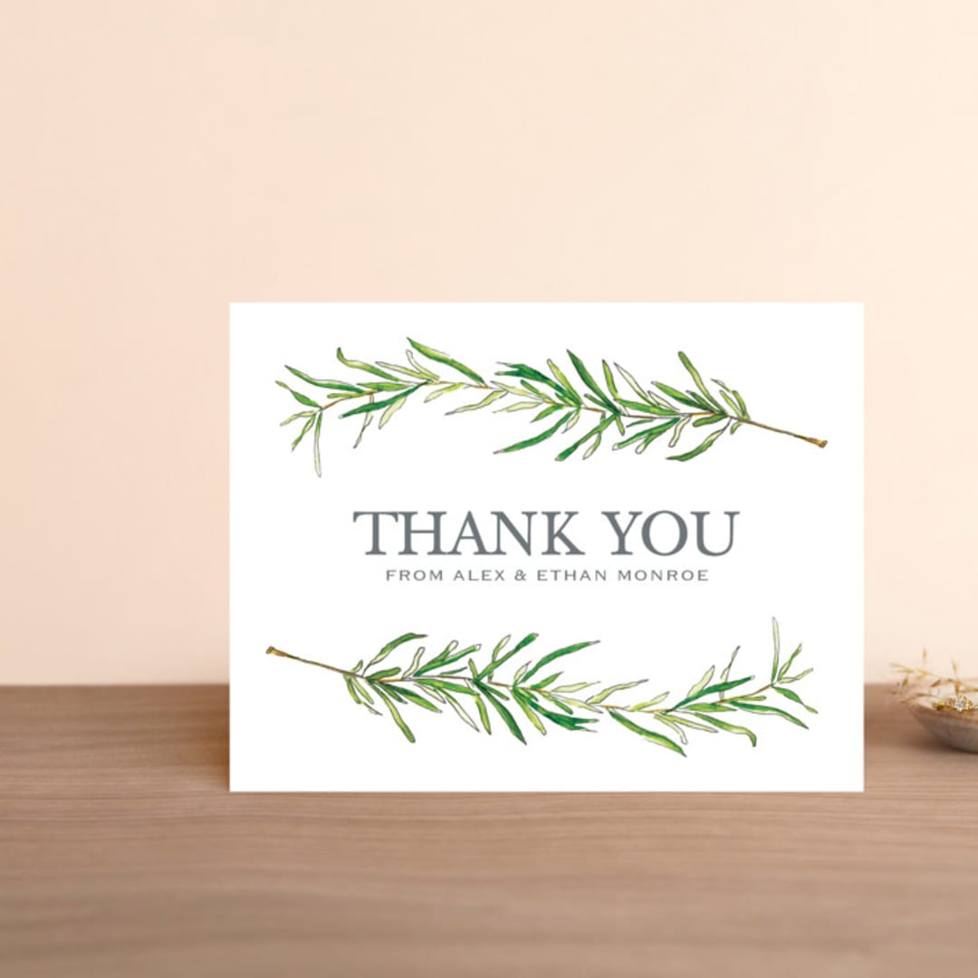 "Simple Sprigs" - Wedding Thank You Postcards in Fern by Erin Deegan - Front