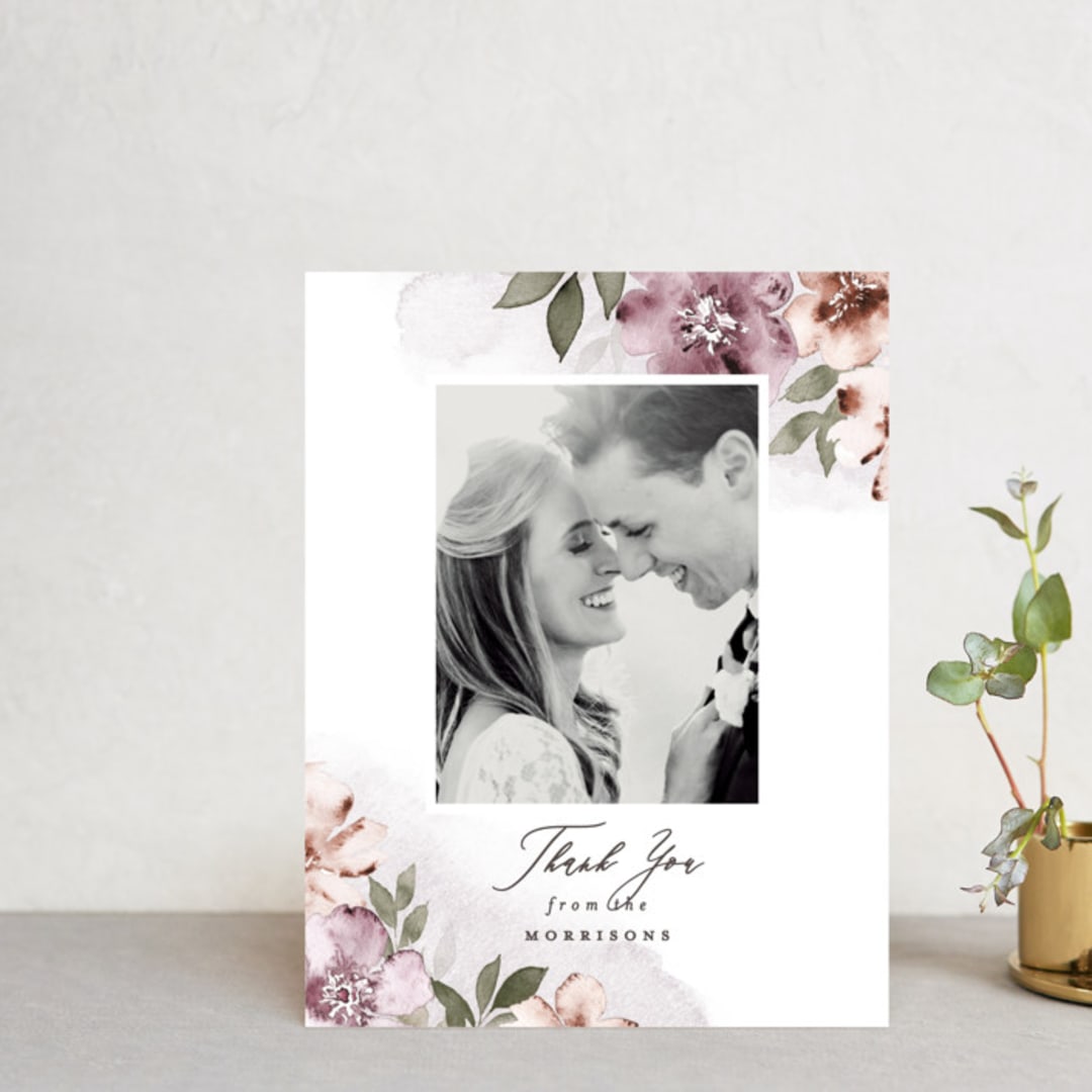 "Fancifully" - Wedding Thank You Postcards in Dust Mauve by Everett Paper Goods - Front